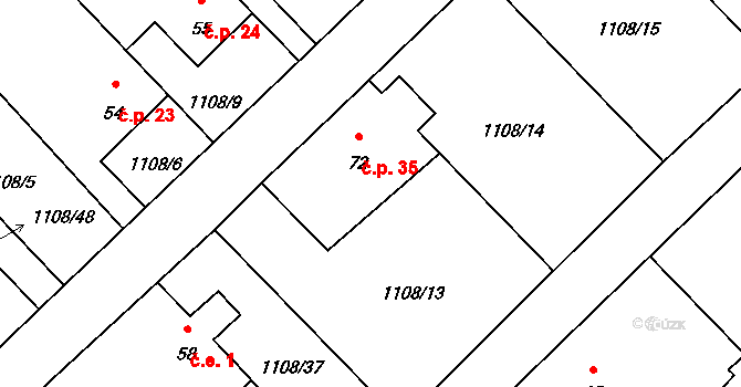 Heřmanov 35, Teplá na parcele st. 72 v KÚ Heřmanov u Starého Sedla, Katastrální mapa