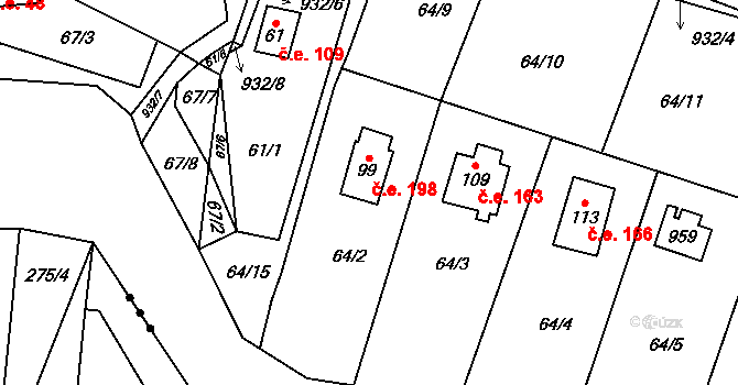 Rounek 198, Vyskytná nad Jihlavou na parcele st. 99 v KÚ Rounek, Katastrální mapa
