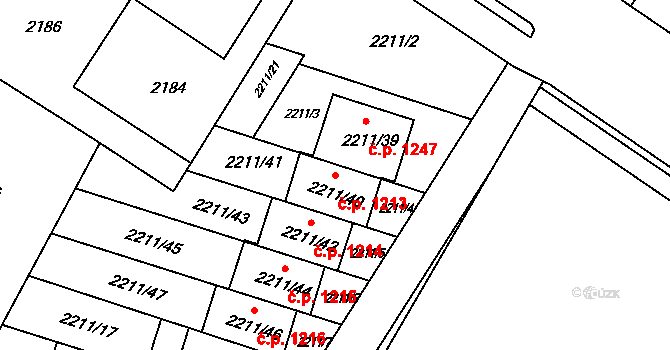 Rýmařov 1213 na parcele st. 2211/40 v KÚ Rýmařov, Katastrální mapa