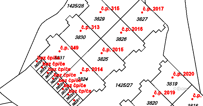 Šumperk 2015 na parcele st. 3825 v KÚ Šumperk, Katastrální mapa