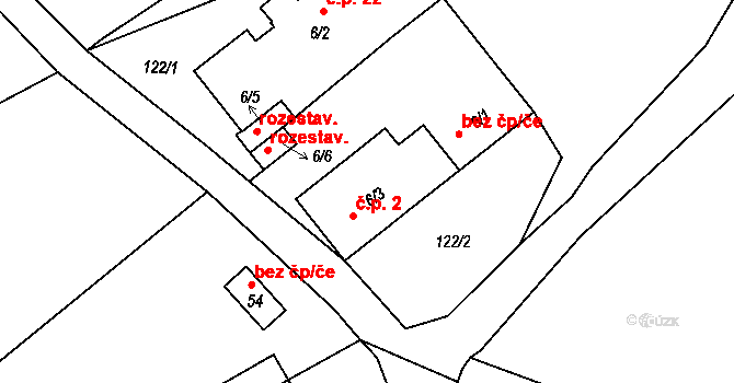 Hostějeves 2, Jarošov nad Nežárkou na parcele st. 6/3 v KÚ Hostějeves, Katastrální mapa