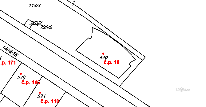 Chlumec nad Cidlinou IV 10, Chlumec nad Cidlinou na parcele st. 440 v KÚ Chlumec nad Cidlinou, Katastrální mapa