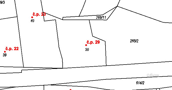 Libenice 29, Borotín na parcele st. 50 v KÚ Libenice u Tábora, Katastrální mapa