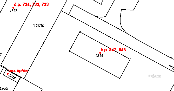 Valdické Předměstí 847,848, Jičín na parcele st. 2314 v KÚ Jičín, Katastrální mapa