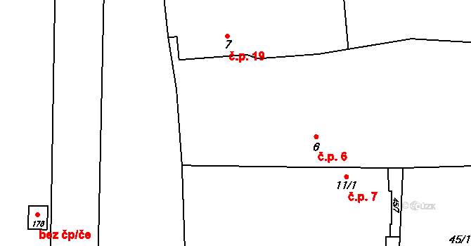Svídnice 6, Dymokury na parcele st. 6 v KÚ Svídnice u Dymokur, Katastrální mapa
