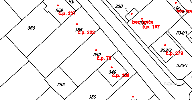 Míkovice 79, Uherské Hradiště na parcele st. 352 v KÚ Míkovice nad Olšavou, Katastrální mapa