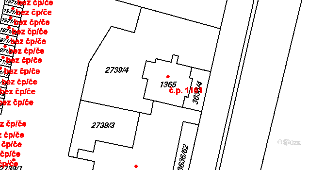 Břeclav 1161 na parcele st. 1365 v KÚ Břeclav, Katastrální mapa