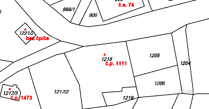 Smržovka 1111 na parcele st. 1218 v KÚ Smržovka, Katastrální mapa