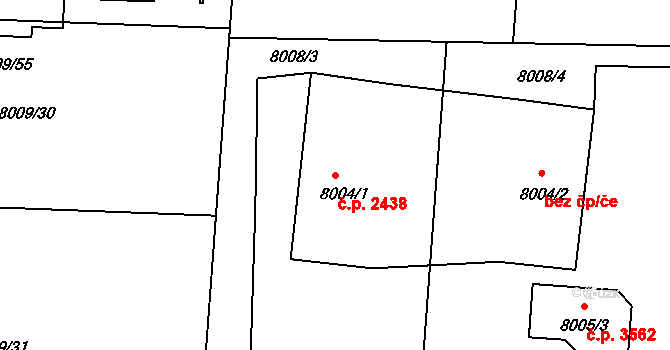 Frýdek 2438, Frýdek-Místek na parcele st. 8004/1 v KÚ Panské Nové Dvory, Katastrální mapa