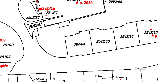Břevnov 2076,2077,2078,2079, Praha na parcele st. 2548/12 v KÚ Břevnov, Katastrální mapa