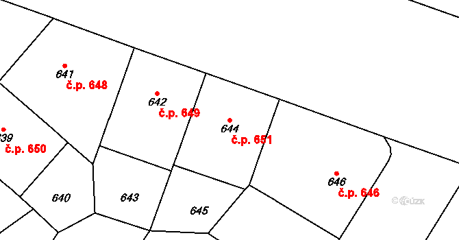 Vršovice 651, Praha na parcele st. 644 v KÚ Vršovice, Katastrální mapa
