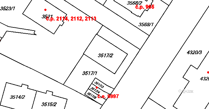 Strašnice 2112,2113,2114, Praha na parcele st. 3517/2 v KÚ Strašnice, Katastrální mapa