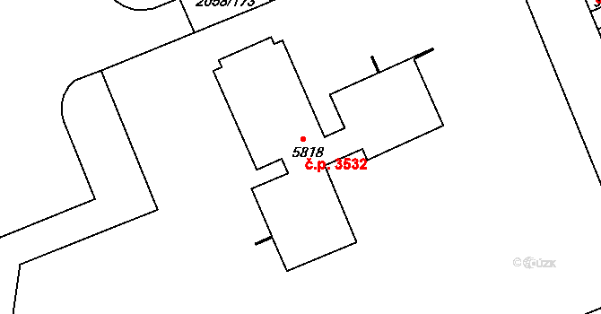Hodonín 3532 na parcele st. 5818 v KÚ Hodonín, Katastrální mapa