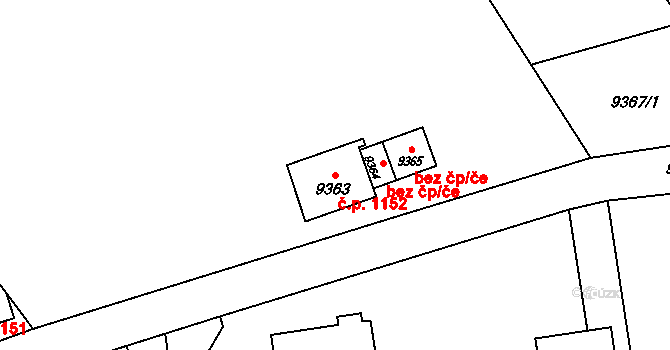 Vsetín 1152 na parcele st. 9363 v KÚ Vsetín, Katastrální mapa
