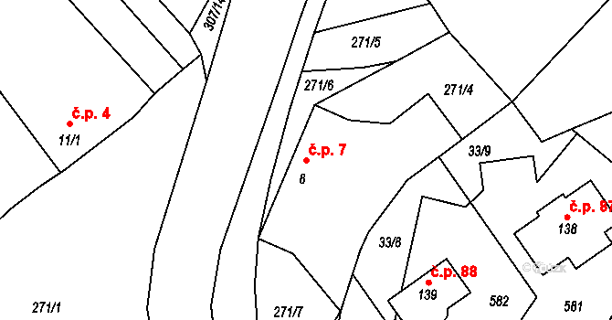 Loukonosy 7, Žiželice na parcele st. 8 v KÚ Loukonosy, Katastrální mapa