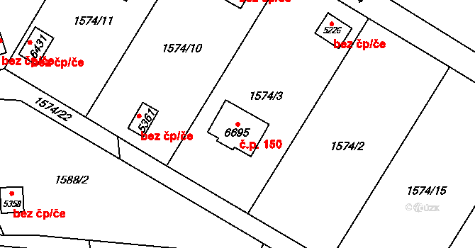Beroun-Město 150, Beroun na parcele st. 6695 v KÚ Beroun, Katastrální mapa