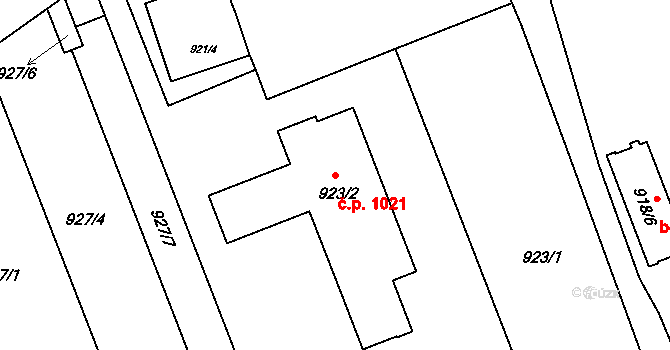 Dobruška 1021 na parcele st. 923/2 v KÚ Dobruška, Katastrální mapa