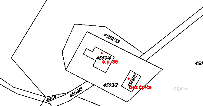 Bedrč 35, Benešov na parcele st. 4569/4 v KÚ Benešov u Prahy, Katastrální mapa