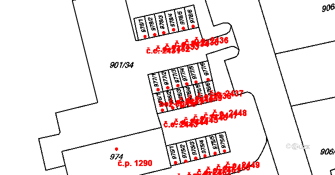 Malenovice 2441, Zlín na parcele st. 977/2 v KÚ Malenovice u Zlína, Katastrální mapa