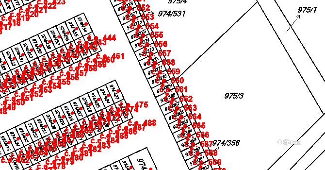 Štětí 562 na parcele st. 974/369 v KÚ Štětí I, Katastrální mapa