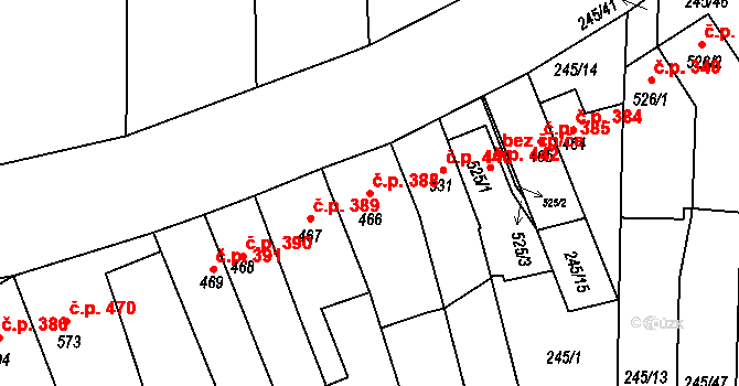 Malenovice 388, Zlín na parcele st. 466 v KÚ Malenovice u Zlína, Katastrální mapa