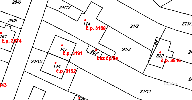 Znojmo 42803217 na parcele st. 267 v KÚ Znojmo-Hradiště, Katastrální mapa