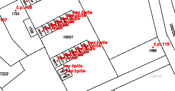 České Velenice 42826217 na parcele st. 1695/14 v KÚ České Velenice, Katastrální mapa