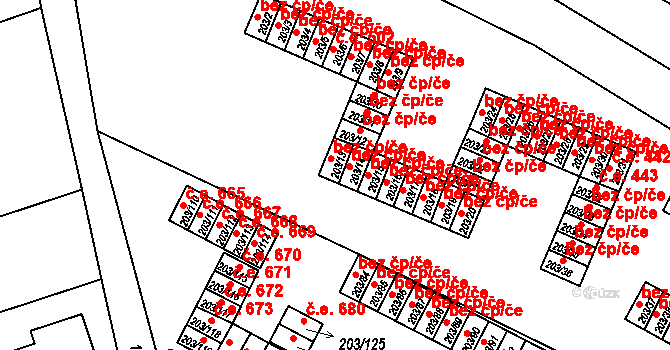 Tachov 43283217 na parcele st. 203/13 v KÚ Tachov, Katastrální mapa