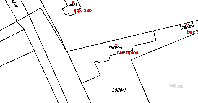 Praha 43549217 na parcele st. 3608/5 v KÚ Libeň, Katastrální mapa