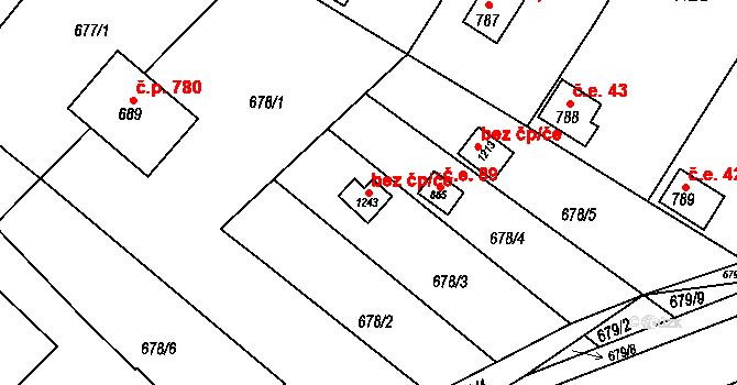 Jevíčko 49023217 na parcele st. 1243 v KÚ Jevíčko-předměstí, Katastrální mapa