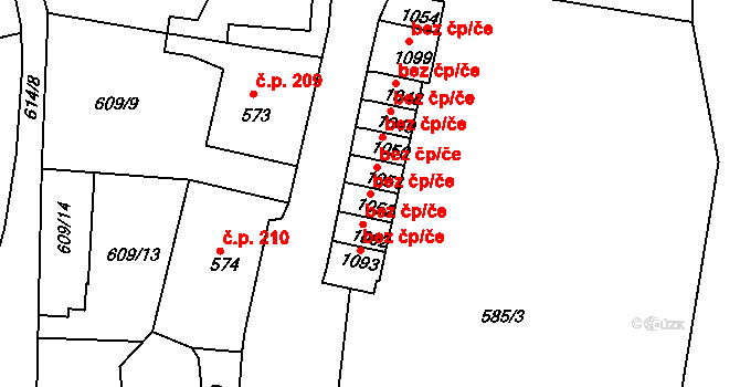 Benešov nad Ploučnicí 49052217 na parcele st. 1052 v KÚ Benešov nad Ploučnicí, Katastrální mapa