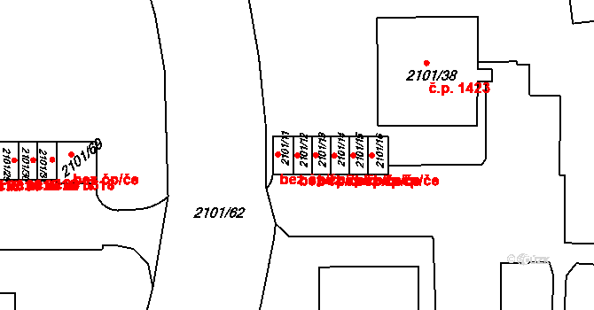 Teplice 49185217 na parcele st. 2101/12 v KÚ Teplice-Trnovany, Katastrální mapa