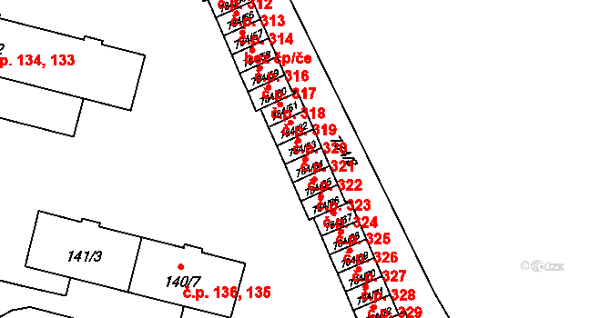 Provodín 322 na parcele st. 784/64 v KÚ Provodín, Katastrální mapa