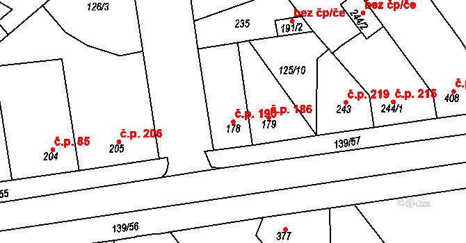 Lobeček 190, Kralupy nad Vltavou na parcele st. 178 v KÚ Lobeček, Katastrální mapa