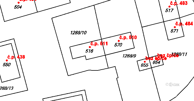 Strašice 511 na parcele st. 516 v KÚ Strašice, Katastrální mapa