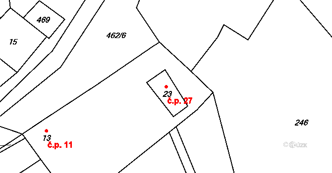 Lažišťka 27, Nebahovy na parcele st. 23 v KÚ Lažišťka, Katastrální mapa