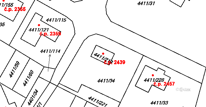 Zábřeh 2439 na parcele st. 4411/219 v KÚ Zábřeh na Moravě, Katastrální mapa