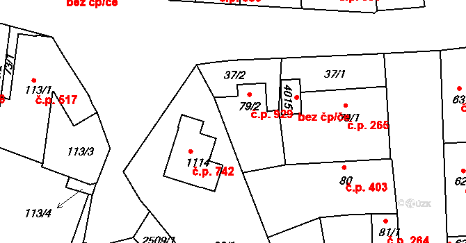 Humpolec 929 na parcele st. 79/2 v KÚ Humpolec, Katastrální mapa