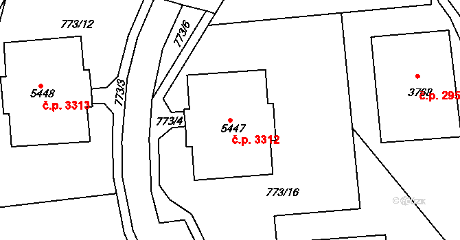 Havlíčkův Brod 3312 na parcele st. 5447 v KÚ Havlíčkův Brod, Katastrální mapa