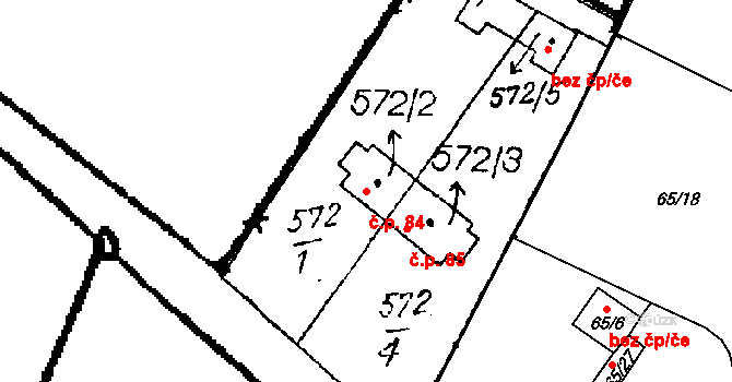 Lukov 84 na parcele st. 572/2 v KÚ Lukov nad Dyjí, Katastrální mapa