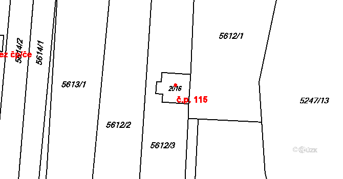 Kojetín I-Město 115, Kojetín na parcele st. 2016 v KÚ Kojetín, Katastrální mapa