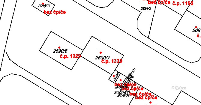 Slavkov u Brna 1330 na parcele st. 2690/7 v KÚ Slavkov u Brna, Katastrální mapa