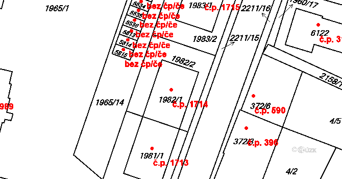Šumperk 1714 na parcele st. 1982/1 v KÚ Šumperk, Katastrální mapa
