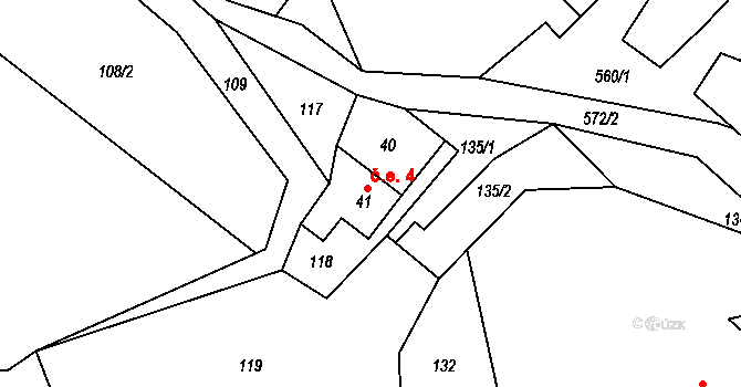 Martinice u Dolních Kralovic 4, Dolní Kralovice na parcele st. 41 v KÚ Martinice u Dolních Kralovic, Katastrální mapa