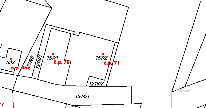 Višňová 71 na parcele st. 157/2 v KÚ Višňová u Frýdlantu, Katastrální mapa