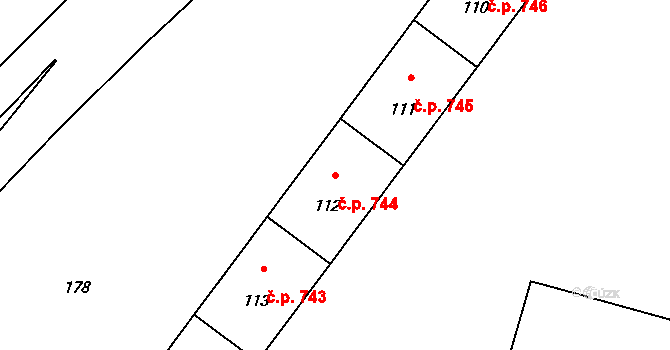 Lutyně 744, Orlová na parcele st. 112 v KÚ Horní Lutyně, Katastrální mapa
