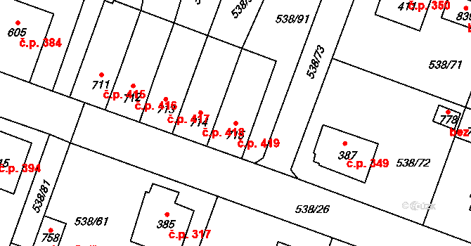 Chýnov 419 na parcele st. 715 v KÚ Chýnov u Tábora, Katastrální mapa