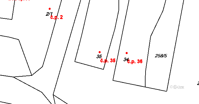 Tuchonice 35, Žimutice na parcele st. 35 v KÚ Tuchonice, Katastrální mapa