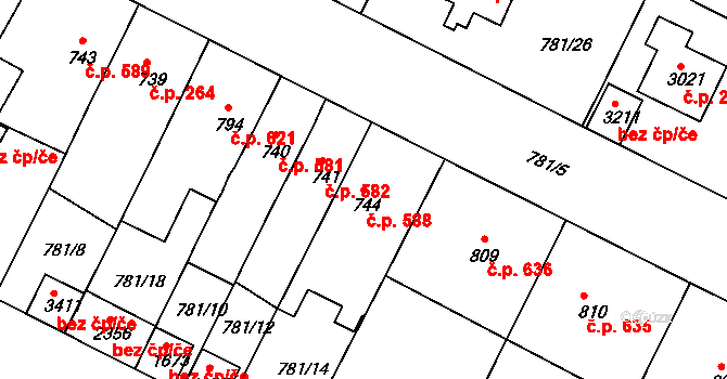 Strakonice I 588, Strakonice na parcele st. 744 v KÚ Strakonice, Katastrální mapa