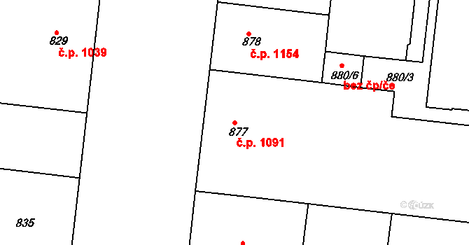 Holešovice 1091, Praha na parcele st. 877 v KÚ Holešovice, Katastrální mapa